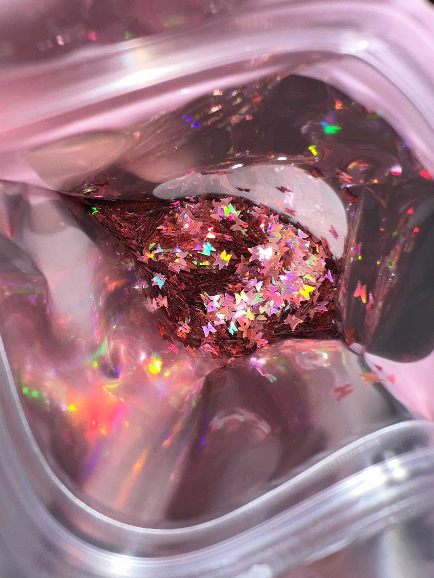 Pink Butterflies shaped glitter