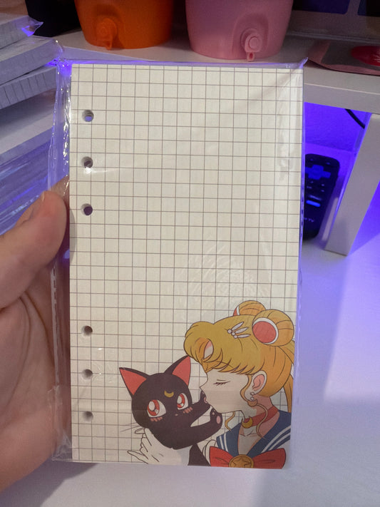 A6 sailormoon binder paper