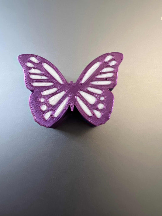 Purple rainbow butterfly straw topper with white accents