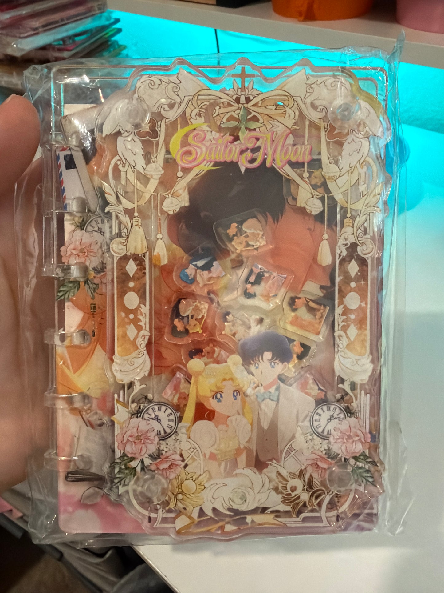 A6 sailormoon and tuxedo mask shaker notebook