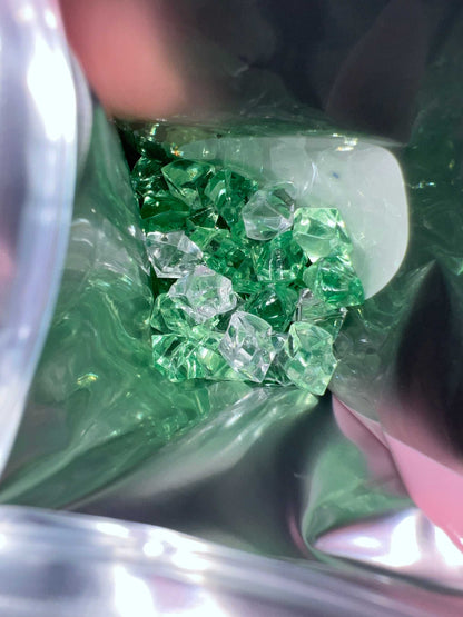 Green and white crushed ice