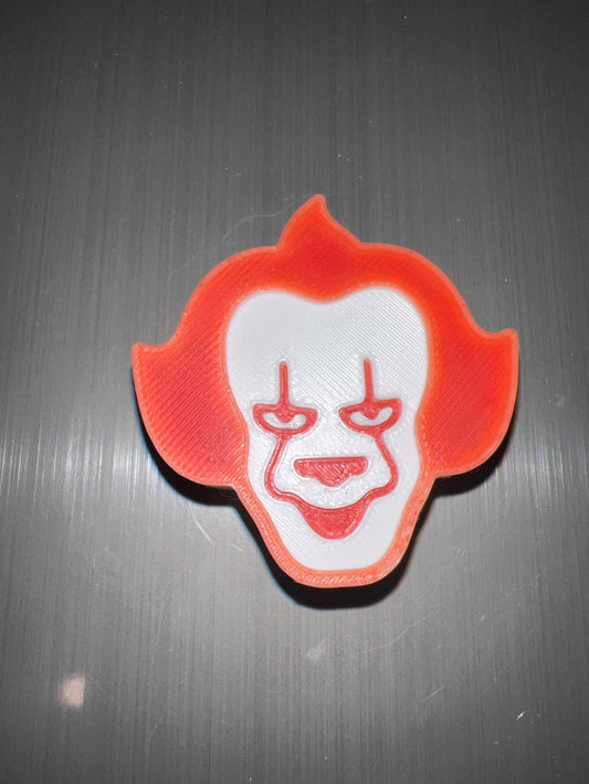 Clown straw topper with red hair and white face design