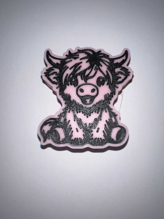 Highland cow straw topper with cute cartoon design