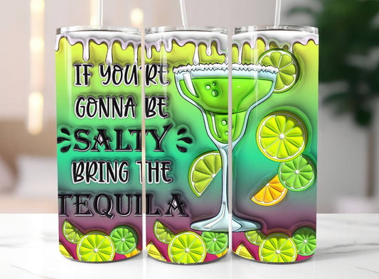 Festive 20oz Happy Hour Tumblers with vibrant margarita design and lime accents.