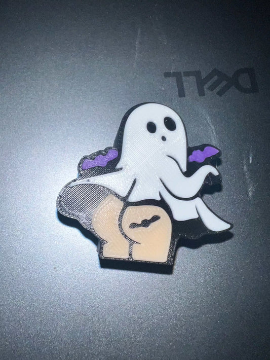 Ghost Booty straw topper with ghost character and humorous design