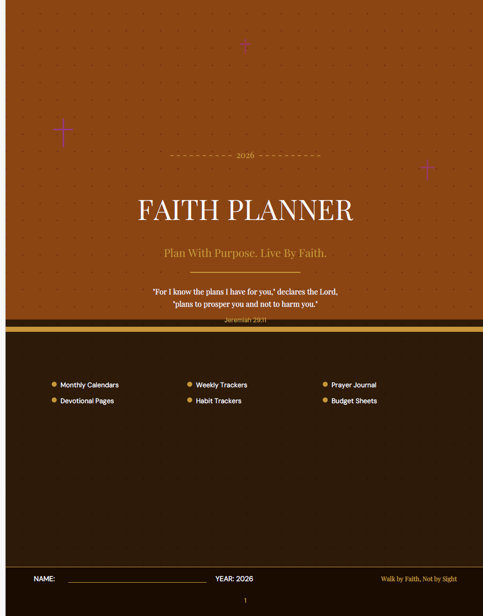 2026 Digital Planner (Faith 50 page Digital download)