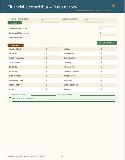 2026 Digital Planner (Faith 50 page Digital download)