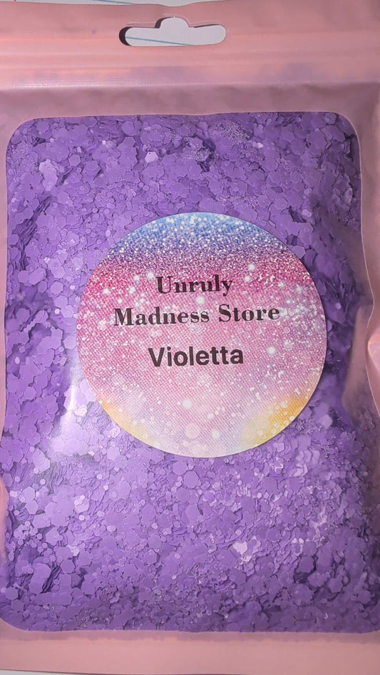Violetta 2oz purple polyester glitter pack from Unruly Madness Store