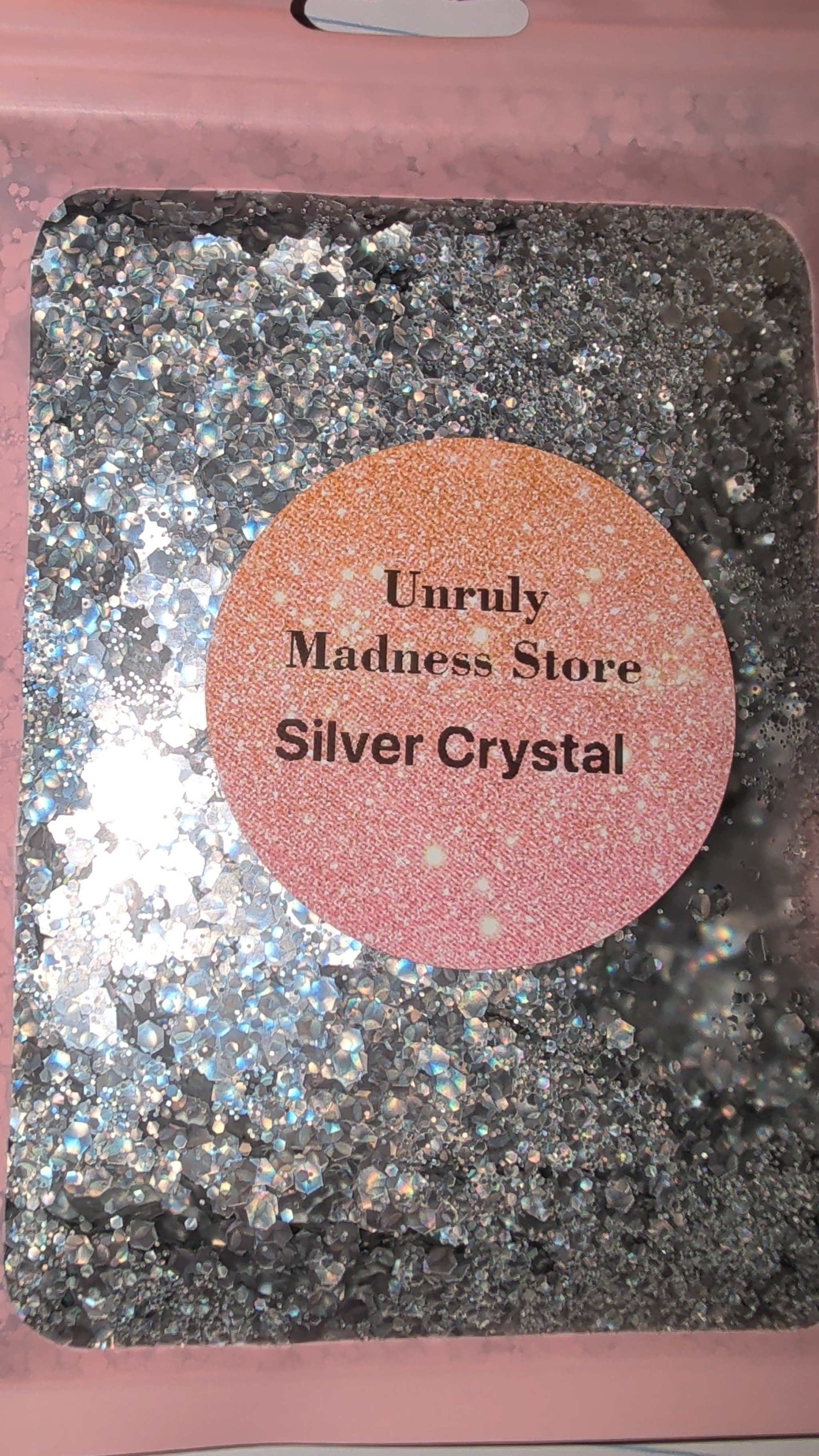 Silver Crystal 2oz polyester glitter from Unruly Madness Store in sparkling silver hue