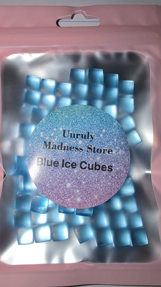 Blue polyester glitter blue ice cubes in a resealable bag