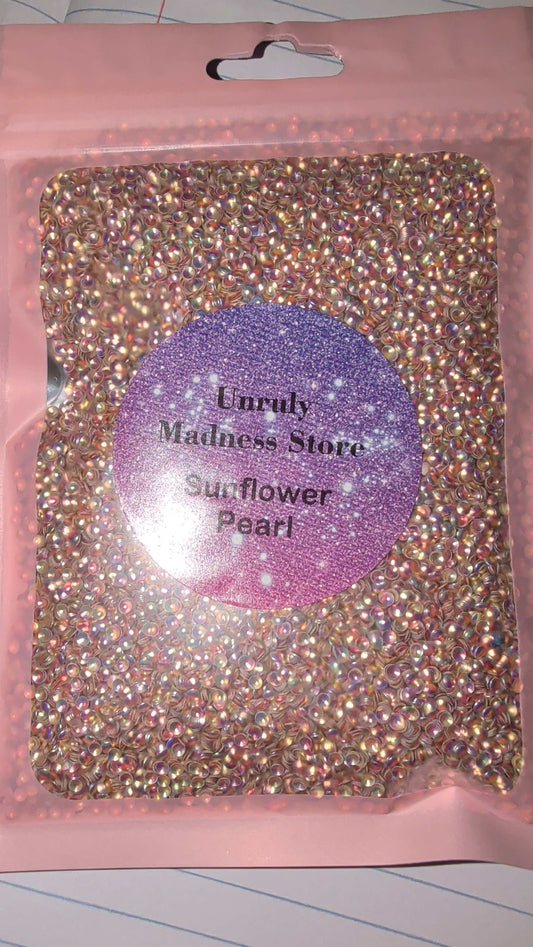 Sunflower Pearl 2oz polyester glitter in resealable pink pouch