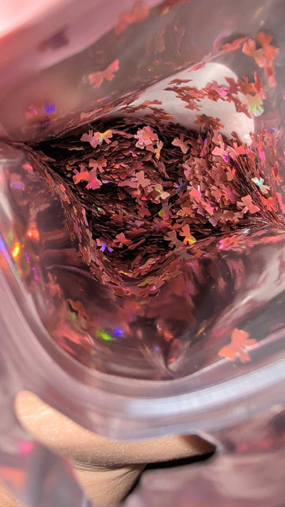 Pink Bows Shaped Glitter