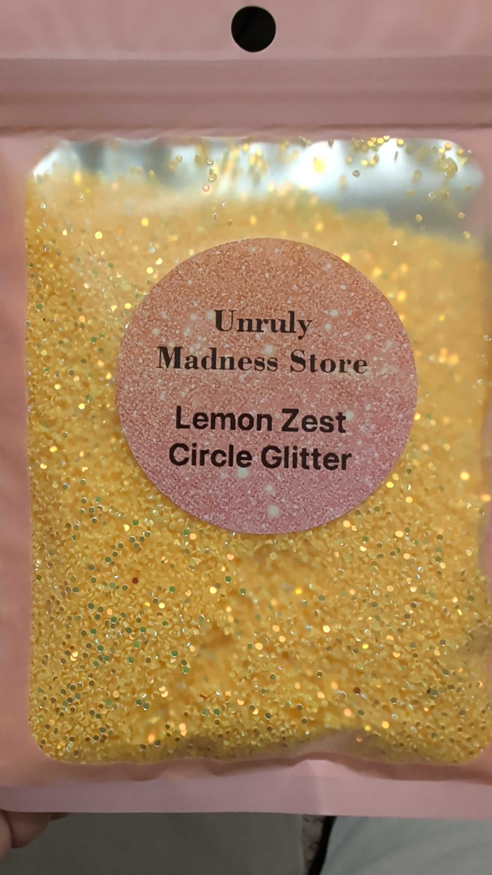 Lemon Zest SM Circle Glitter 2oz yellow polyester glitter in resealable pouch