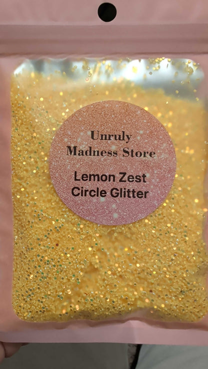 Lemon Zest SM Circle Glitter 2oz yellow polyester glitter in resealable pouch