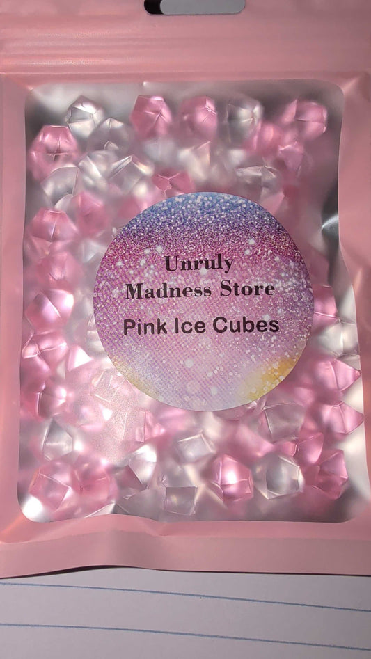 Pink Ice Crushed 2oz polyester glitter in translucent pink cube shapes packaging