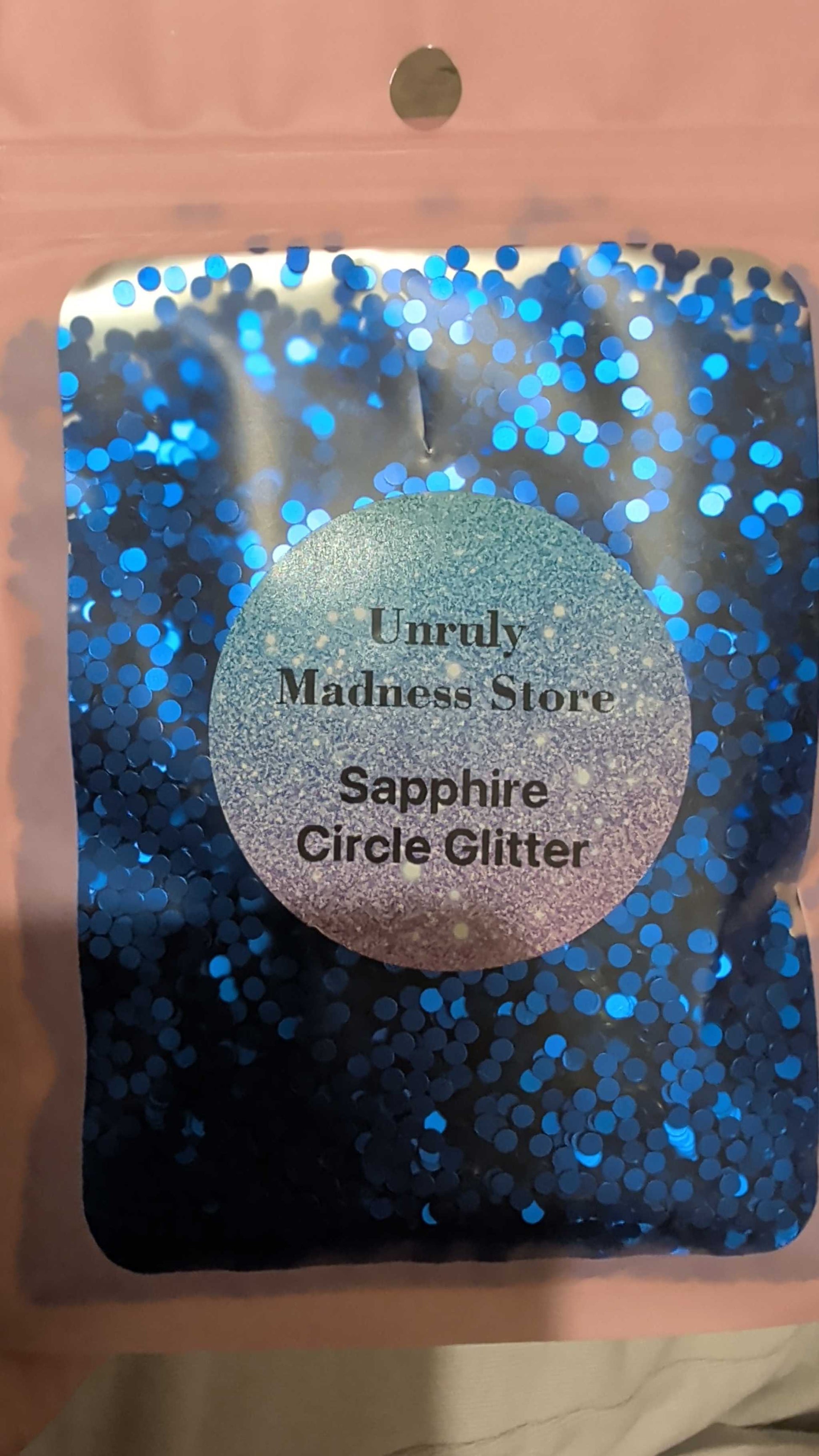2oz bag of sapphire circle glitter polyester for crafts and decoration