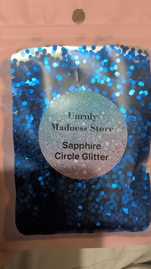 2oz bag of sapphire circle glitter polyester for crafts and decoration