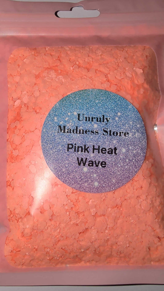 Pink Heat Wave 2oz pink polyester glitter in resealable plastic bag from Unruly Madness Store